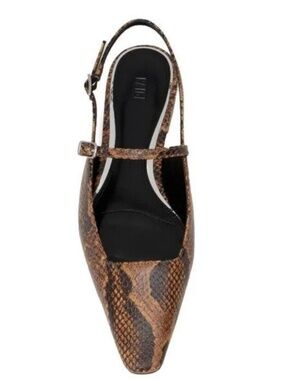 Paige Whitley Snake embossed Leather Slingback Mary Jane Flat